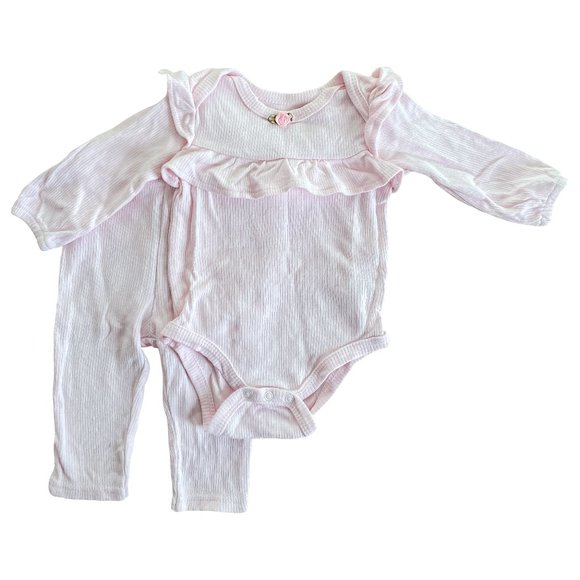 Emily and Oliver 2-Piece Pink Ribbed Set - 6 Months - Picture 1 of 1